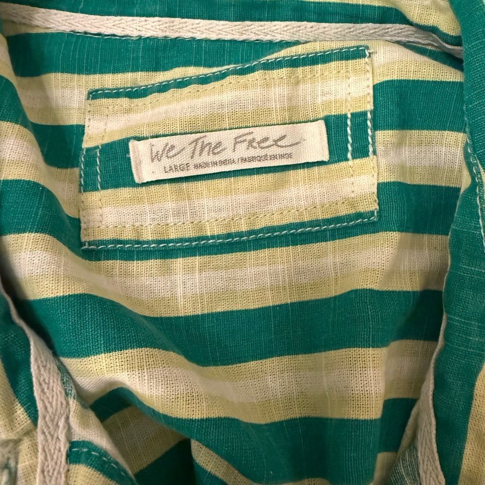 Free People Green and White Striped Midi Shirt Dress - Picture 7 of 7
